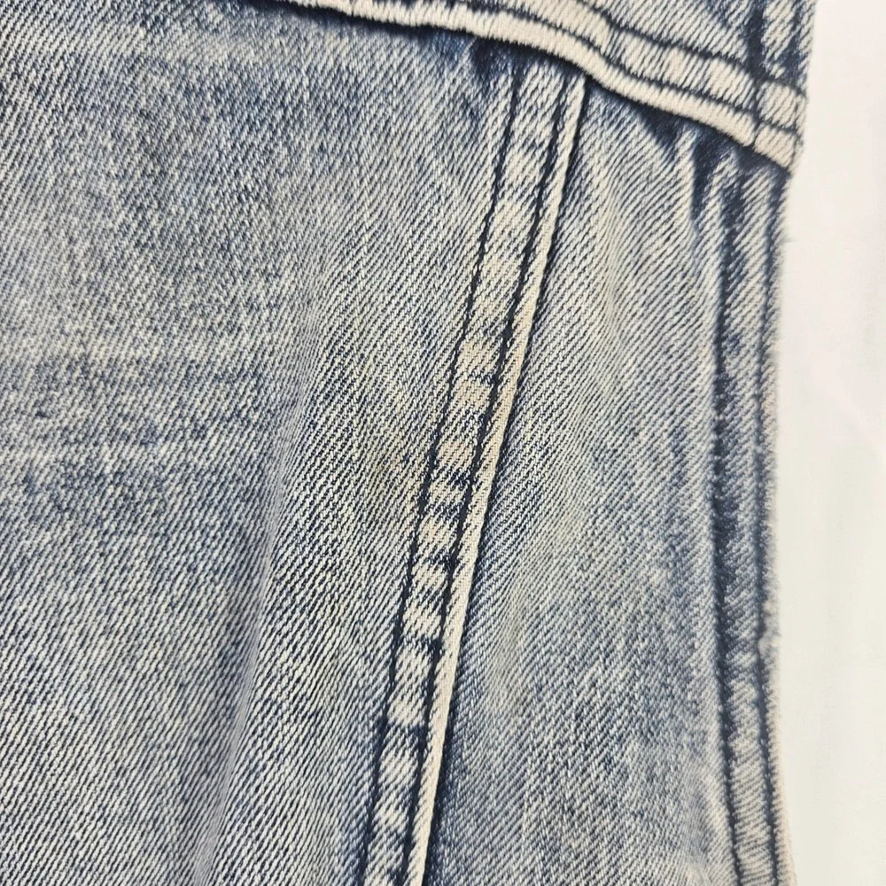 Vintage y2k Distressed Studded Denim Trucker Punk Grunge Jean Jacket Vest‎ Jr Sm